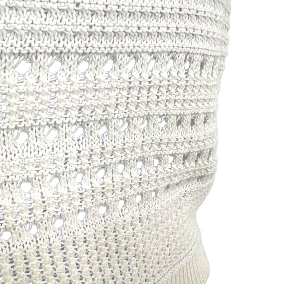 7 For All Mankind Crochet Ruffle Sleeveless Open Knit Top Ecru XS - Picture 7 of 12
